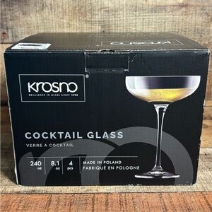 Cocktail Glasses Set of 4 Made in Poland by Krosno Brilliance In Glass 8.1 Oz